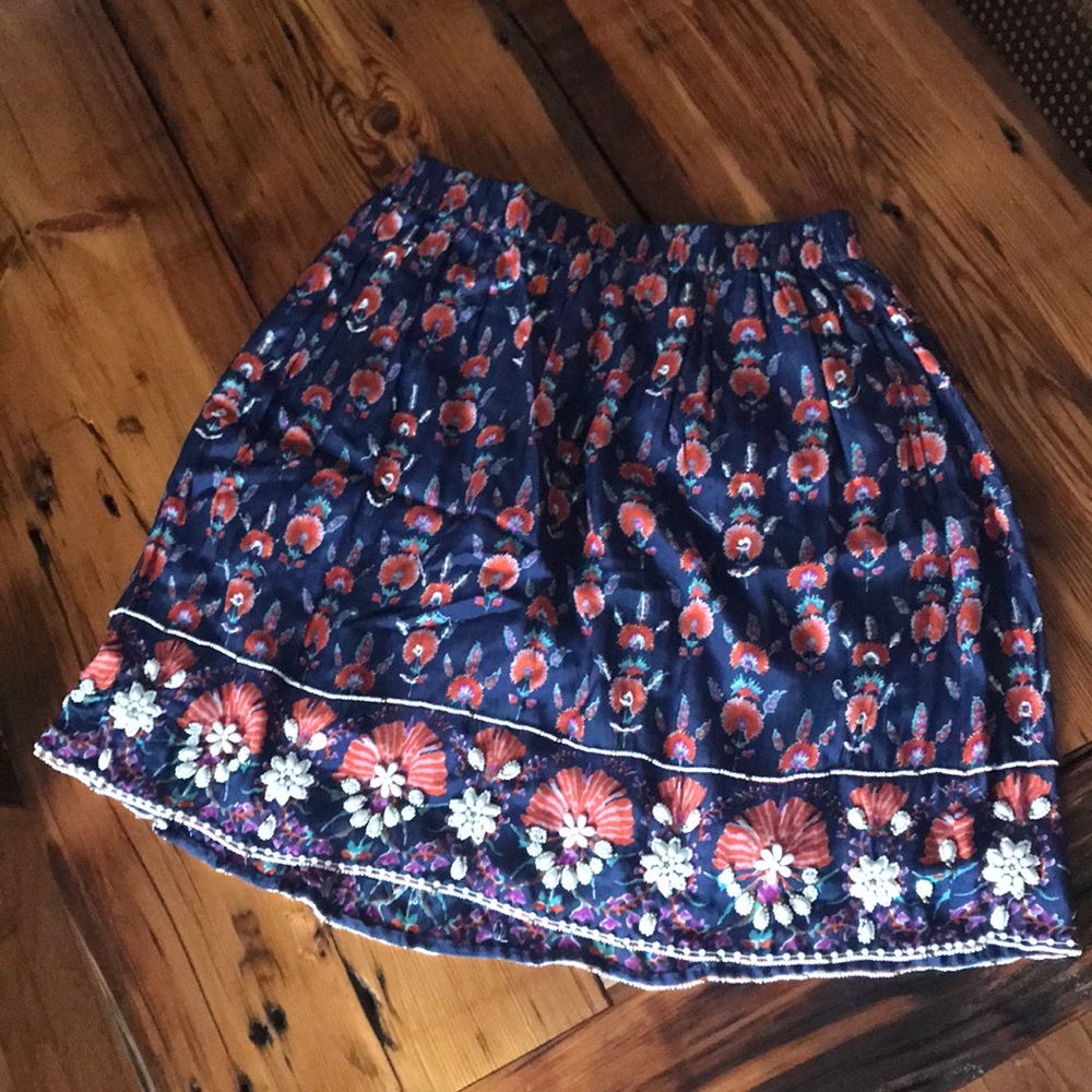Anthropologie beaded floral skirt